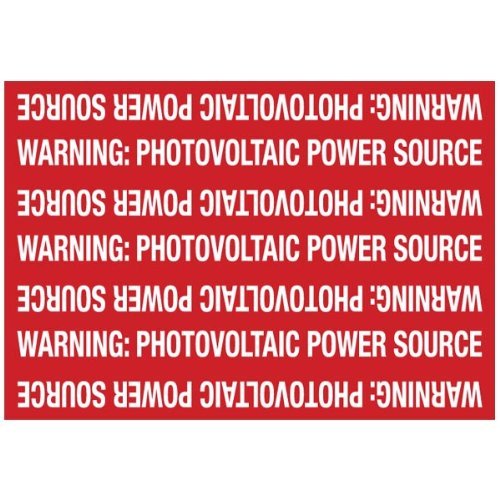 HellermannTyton 596-00208 Solar Marker, 7.2" X 5", Photovoltaic Power Source, Red