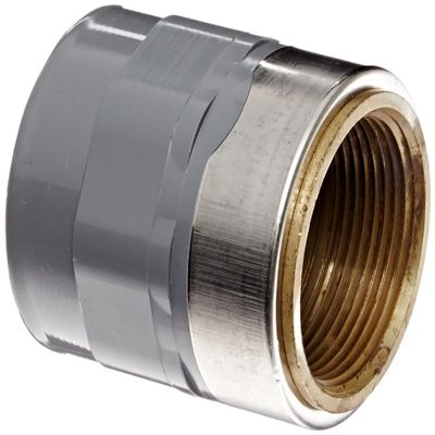 Spears 835-CBR Series CPVC Pipe Fitting, Adapter, Schedule 80, Gray, 3/4" Socket x Brass NPT Female