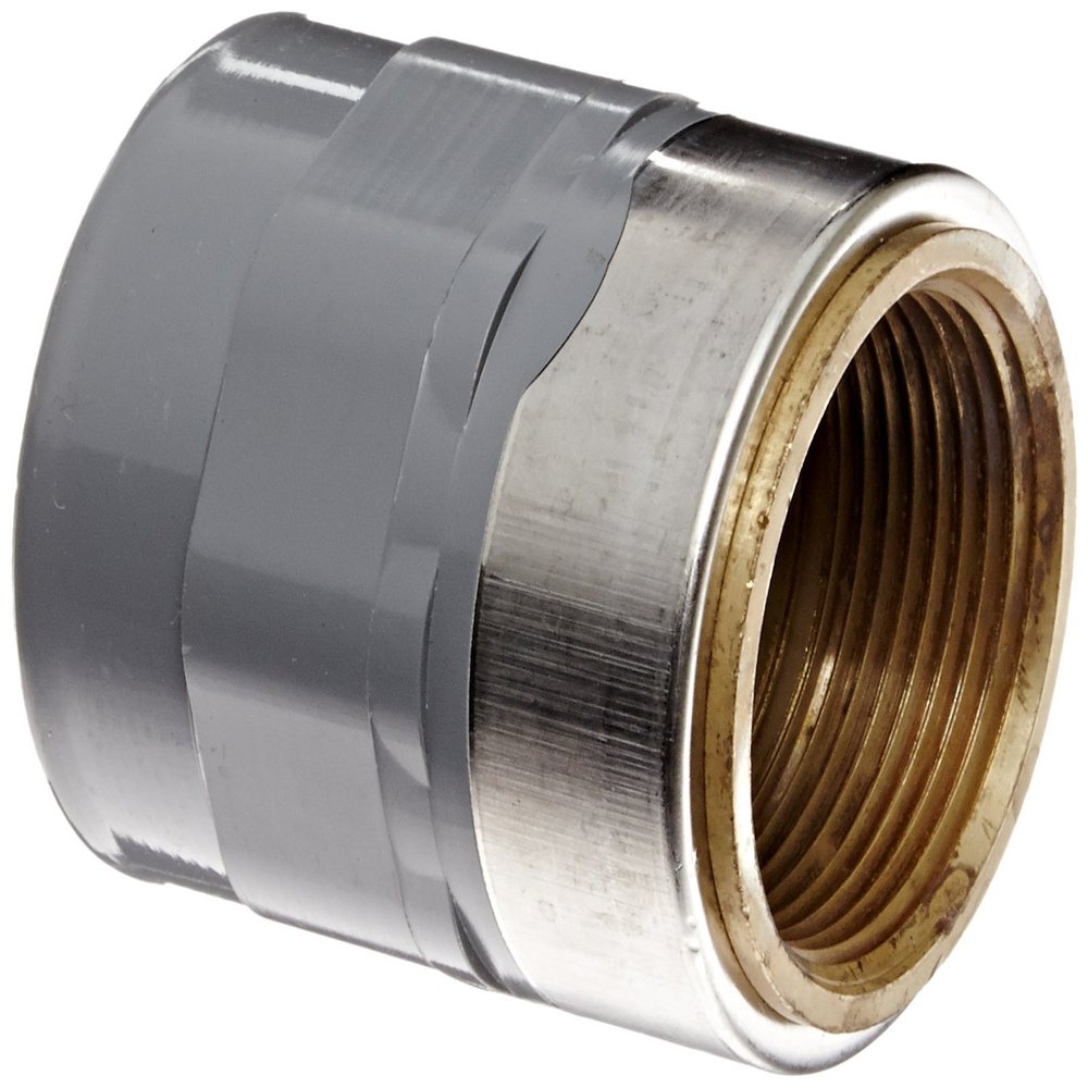 Spears 835-CBR Series CPVC Pipe Fitting, Adapter, Schedule 80, Gray, 3/4" Socket x Brass NPT Female