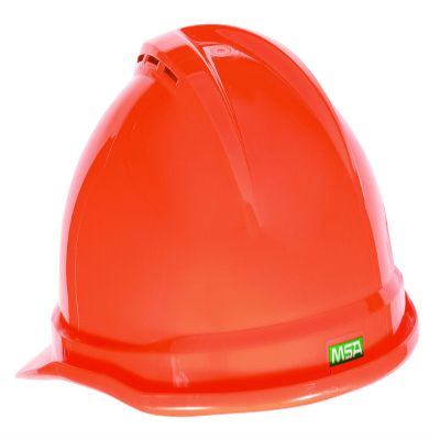 MSA Orange Polyethylene Cap Style Hard Hat with 4 Point Ratchet Suspension