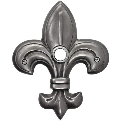 Waterwood Solid Brass Medium Fleur De Lis Doorbell in Pewter - Wired & Illuminated Push Button from Environmentally Friendly Recycled Material