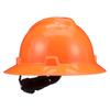 MSA 10021292 V-Gard Full-Brim Hard Hat With Fas-Trac III Ratchet Suspension | Polyethylene Shell, Superior Impact Protection, Self Adjusting Crown Straps - Standard Size in Hi-Viz Orange view 1