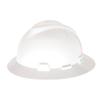 MSA 475369 V-Gard Full-Brim Hard Hat With Fas-Trac III Ratchet Suspension | Polyethylene Shell, Superior Impact Protection, Self Adjusting Crown-Straps - Standard Size in White view 1