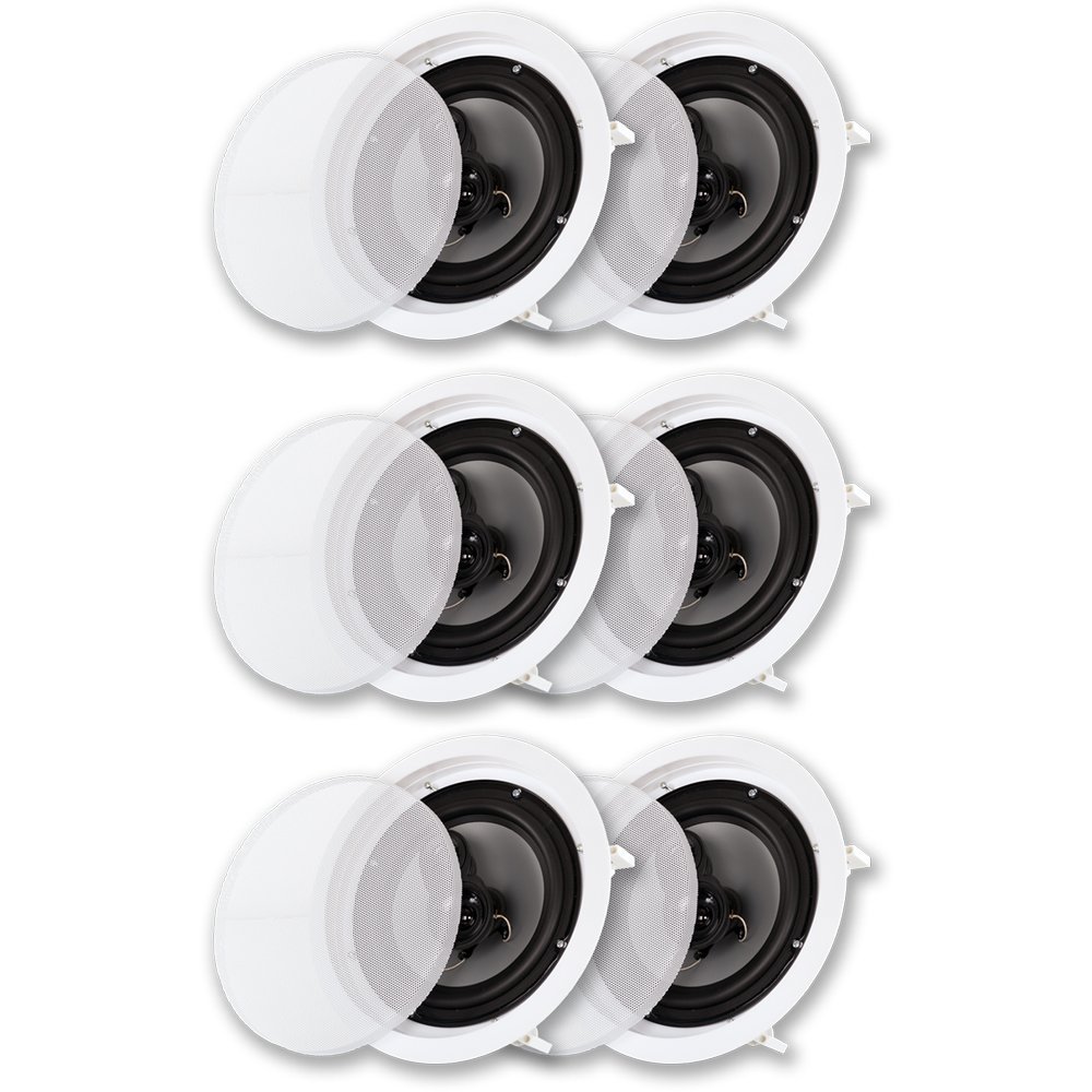 Acoustic Audio CS-IC83 in Ceiling 8" Speaker 3 Pair Pack 3 Way Home Theater 2100 Watt