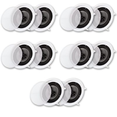 Acoustic Audio CS-IC83 in Ceiling Wall 8" Speaker 5 Pair Pack 3 Way Home Theater Flush Mount