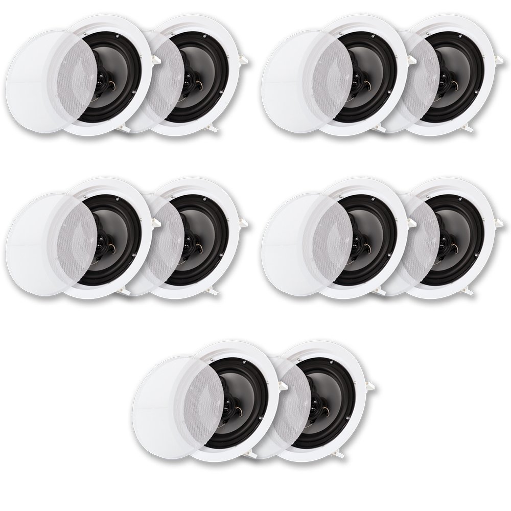 Acoustic Audio CS-IC83 in Ceiling Wall 8" Speaker 5 Pair Pack 3 Way Home Theater Flush Mount