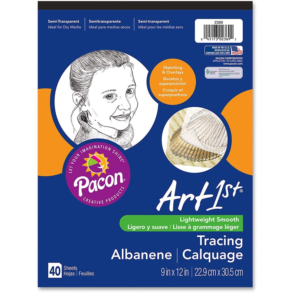 Pacon Corporation 2369 Tracing Pad,F/Sketches and Overlays,9-Inch x12-Inch,40 Sheets, WE