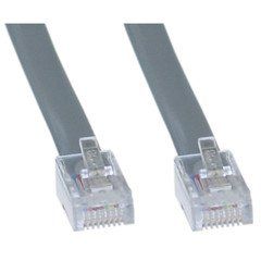 PCCONNECT Telephone Cord RJ45, 14feet Cable, RJ45 Male to Male, Silver Satin Flat