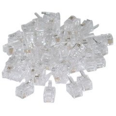 PCCONNECT RJ22 4P/4C Connectors for Flat Cable (100 Pcs Per Bag)