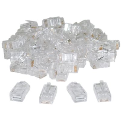 PCCONNECT RJ45 CAT 5(8P8C) Crimp Connector, no Load bar for Stranded and Solid (100 Pcs Per Bag)