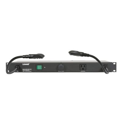 Lowell ACR-1507-GNLT PDU with 7 (15A) Outlets, Gooseneck Lights; 7 (15A) Outlets (1 Unswitched in Front, 4 Unswitched in Rear, 2 Switched in Rear); Rocker Switch; XLR Connectors
