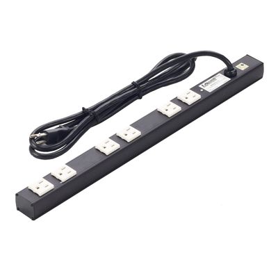 Lowell ACS-1506 20-Inch Power Strip with 6 (15A) Outlets, Basic Surge Suppression; NEMA Outlets with Some Spacing for Power Supplies; Common Mode Transient Voltage Surge Suppression