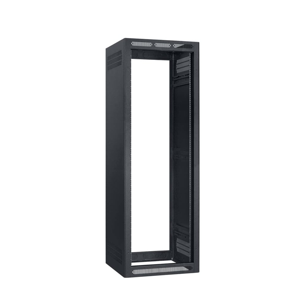 Lowell LER-3522-LRD LER Series 35U x 22 Inches Deep Enclosed AV Rack Without Rear Door; Configurable Top with 7U Opening for 19 Inches Panels; Welded Sides with Vents; Black Finish