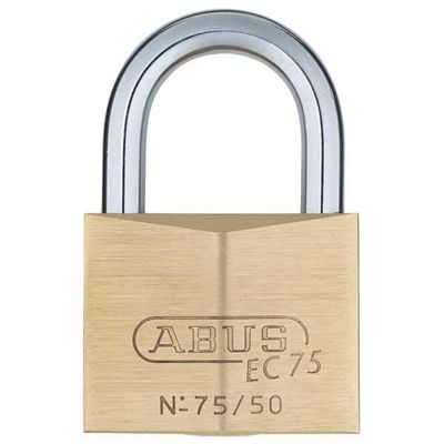 ABUS 75/50 Solid Brass Padlock with 2 Keys for Outdoor, School, Gym, 1 57/64in (50mm) Wide, Keyed Different