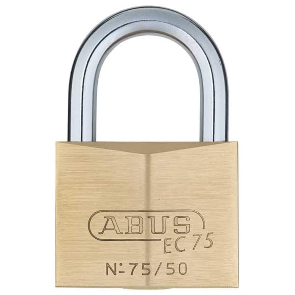 ABUS 75/50 Solid Brass Padlock with 2 Keys for Outdoor, School, Gym, 1 57/64in (50mm) Wide, Keyed Different