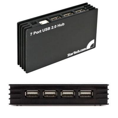 StarTech 7 Port Compact Black USB 2.0 Hub - Hub - 7 x Hi-Speed USB - Desktop - for StarTech Professional USB to DVI External Dual or Multi Monitor Video Adapter