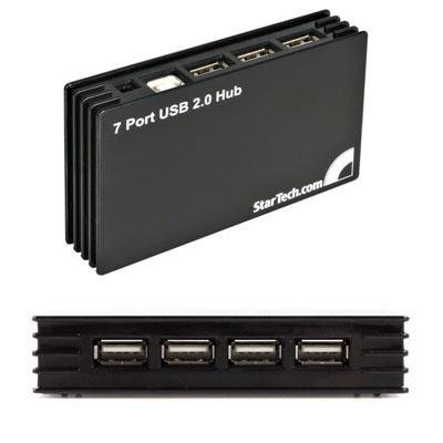 StarTech 7 Port Compact Black USB 2.0 Hub - Hub - 7 x Hi-Speed USB - Desktop - for StarTech Professional USB to DVI External Dual or Multi Monitor Video Adapter