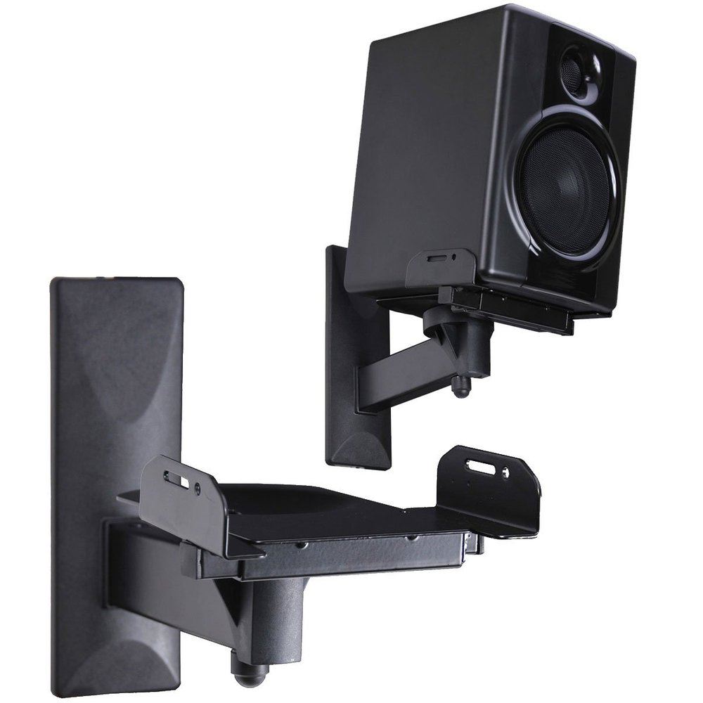 VideoSecu Side Clamping Bookshelf Speaker Wall Mount - Sturdy Steel Gripping Bracket (one Pair) 3LH