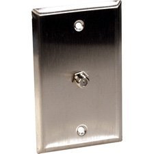 1-Gang Stainless Steel Wall Plate with 1 Coax F Connector Feed-Thru-by-TecNec