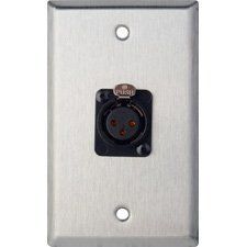 1-Gang Stainless Steel Wall Plate w/Neutrik 3-Pin XLR-F-Terminal Block-by-TecNec