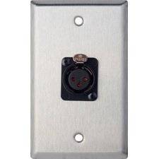 1-Gang Stainless Steel Wall Plate w/Neutrik 3-Pin XLR-F-Terminal Block-by-TecNec