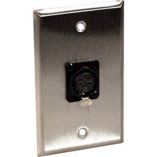 1G Stainless Steel Wall Plate with One 5-Pin XLR DMX Connector-by-TecNec