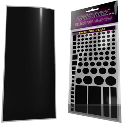 LightDims Black Out Edition - for Maximum Light Dimming (2 Sheets) Shapes & Uncut Sheet for Electronics & Appliances. Blocks 100% of Light, in Retail Packaging. Not for use on Recording Devices.