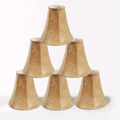 Urbanest Set of 6 Chandelier Lamp Shade 6-inch Bell, Faux Leather, Clip On