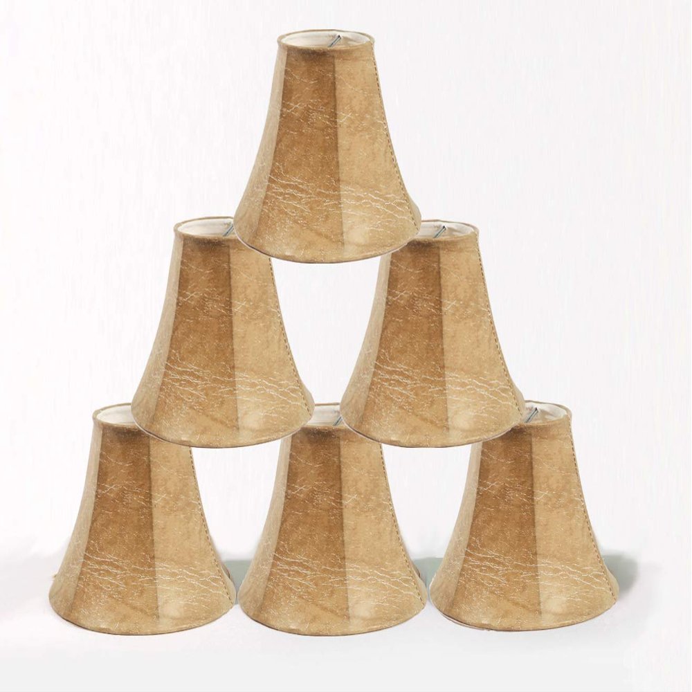 Urbanest Set of 6 Chandelier Lamp Shade 6-inch Bell, Faux Leather, Clip On