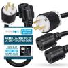 IronBox Electric - NEMA L6-30P to 2X L6-20R Y Splitter Cord - Rated for 20A, 250V with 12/3 SJT Cable, Male-to-Female Multi-Plug Adapter - Ideal for Generators & Power Equipment (1 Ft Lead 2 Ft Leg) view 1