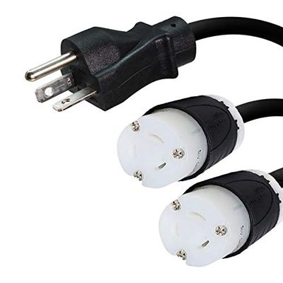 NEMA 6-20P to 2X L6-20R Y Splitter Cord - 22 Inches, 20A/250V, 12/3 SJT - Iron Box # IBX-24150