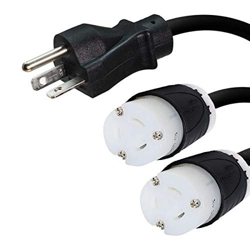 NEMA 6-20P to 2X L6-20R Y Splitter Cord - 22 Inches, 20A/250V, 12/3 SJT - Iron Box # IBX-24150