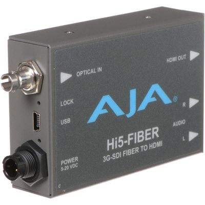 AJA Hi5-Fiber HD/SD-SDI Over Fiber to HDMI Video and Audio Converter