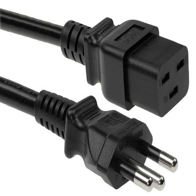 SF Cable, 10ft Brazil NBR14136 to C19, 1.5mm H05VV-F (16A 250V)