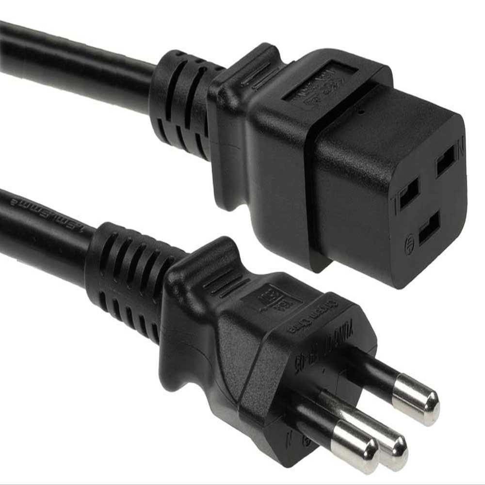 SF Cable, 10ft Brazil NBR14136 to C19, 1.5mm H05VV-F (16A 250V)
