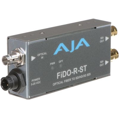 Aja FiDO-R-ST Single Channel Optical Fiber ST to SDI Converter with Dual SDI Outputs