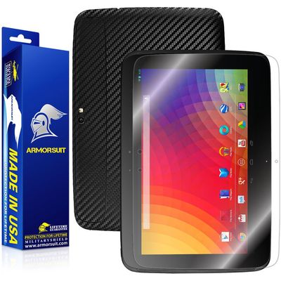 ArmorSuit MilitaryShield Black Carbon Fiber Skin Wrap Film + HD Clear Screen Protector for Google Nexus 10 - Anti-Bubble Film