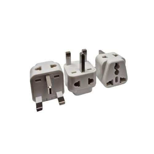 Ckitze UK, Ireland, Dubai Travel Grounded Universal 2 Inputs USA Power Plug Adapter - 3 Pack - Type G - CE Certified for Mobile Cell Phone, Laptop, Tablet Chargers and More