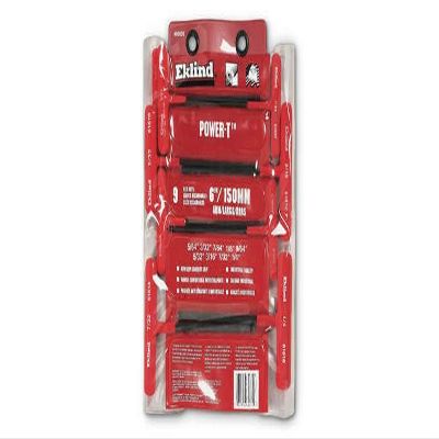 T Handle Hex Key SAE 6 Arm Molded Grip 9 pc Vinyl Pouch