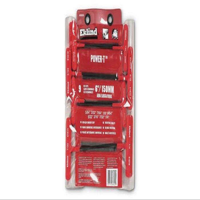 T Handle Hex Key SAE 6 Arm Molded Grip 9 pc Vinyl Pouch
