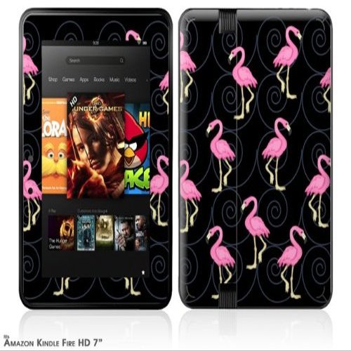 WraptorSkinz Flamingos on Black Decal Style Skin fits 2012 Amazon Kindle Fire HD 7 inch