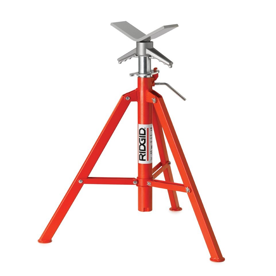 RIDGID 22168 Model VF-99 V Head High Folding Pipe Stand, 12-inch Pipe Stand, Red