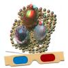 3Dstereo Postcard Christmas Ornaments - 3D Phantogram Greeting Card - with 3D Glasses view 1