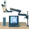 AmScope SM-8TZ-144S-10M Digital Professional Trinocular Stereo Zoom Microscope, WH10x Eyepieces, 3.5X-90X Magnification, 0.7X-4.5X Zoom Objective, 144-Bulb LED Ring Light, Articulating-Arm Boom Stand, 110V-240V, Includes 0.5x and 2.0x Barlow Lenses a view 1
