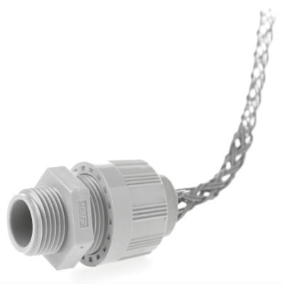 Woodhead 5530NM Cable Strain Relief Grip, Locknut, Max-Loc Cord Seal, Non-Metallic Mesh, Straight Male, 1/2" NPT Thread Size, Orange Grommet Color, .437.500" Cable Diameter