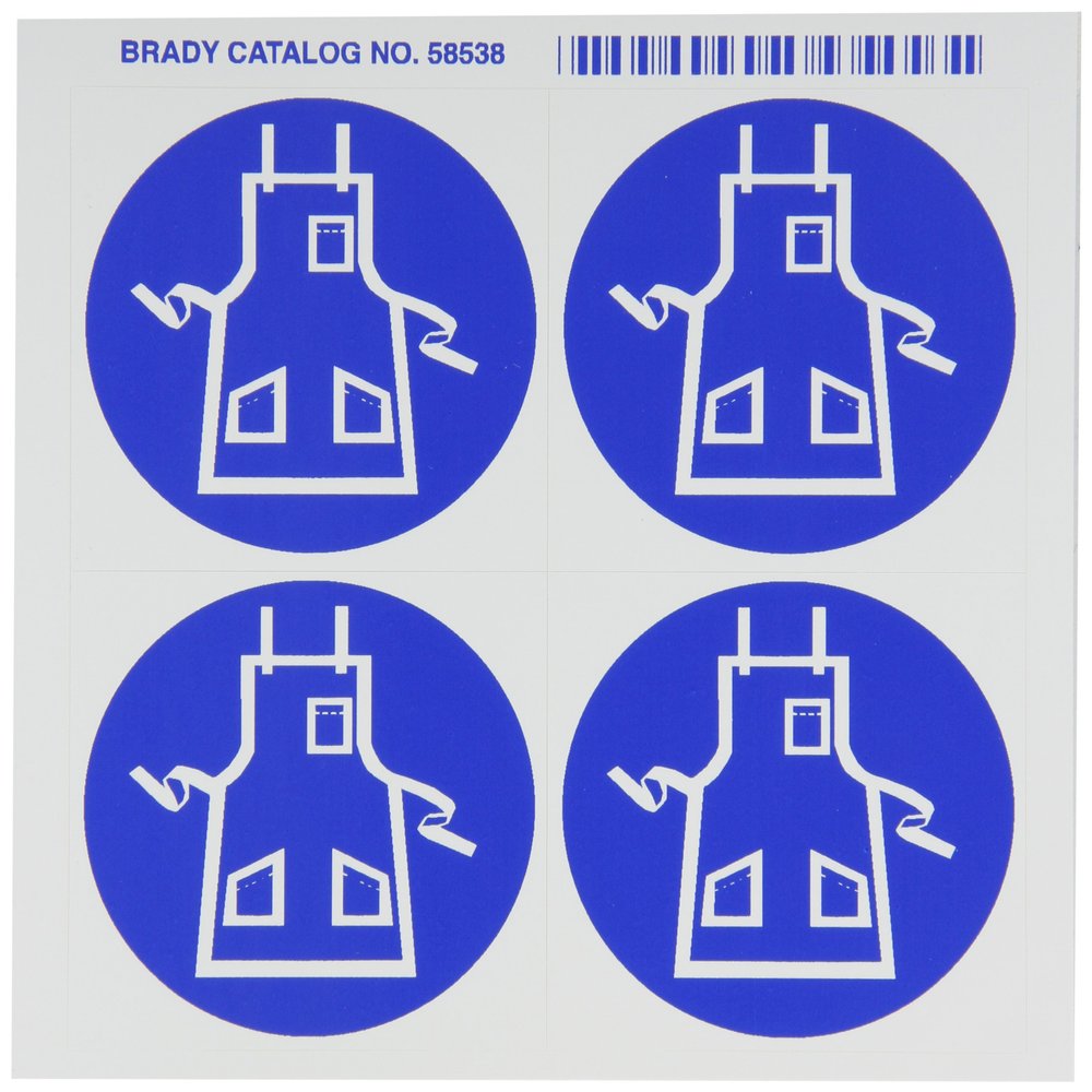 Brady 58538 Right-To-Know Pictogram Labels , Blue On White, 2-1/4" Width x 2-1/4" Height, Pictogram "Apron" (4 Per Card, 1 Card per Package)