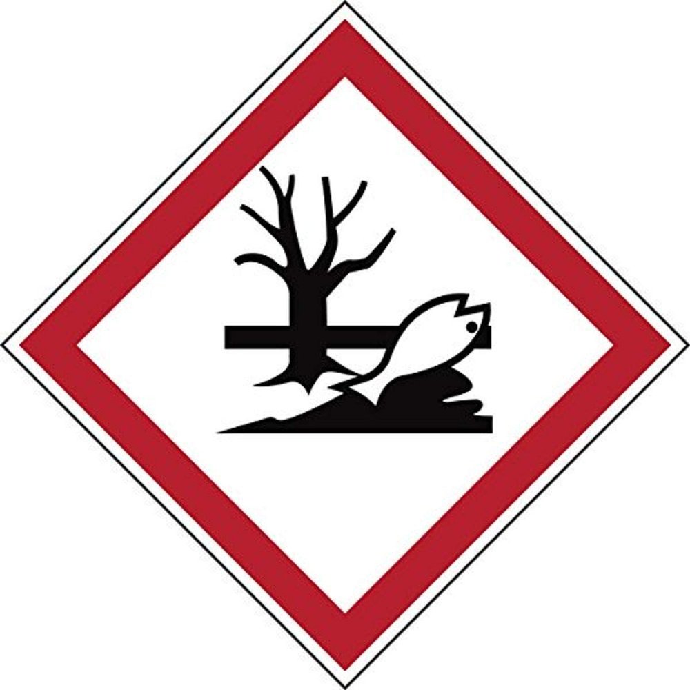 Brady 121194 Polyester GHS Environmental Picto Label , Black/Red On White, 1.5" Height x 1.5" Width, Pictogram "Environmental" (1 Per Card, 20 Labels)