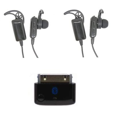 KOKKIA i10_Plus_2i10sTwins: Multi-Stream Tiny i10 Bluetooth Transmitter Compatible with 30-pin iPod/iPhone/iPad, Plus 2 Tiny i10sTwins Bluetooth Stereo Headsets (Music and Voice).
