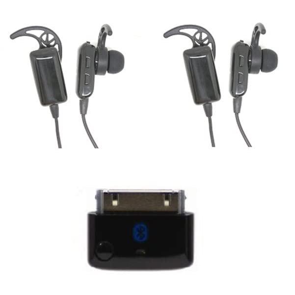 KOKKIA i10_Plus_2i10sTwins: Multi-Stream Tiny i10 Bluetooth Transmitter Compatible with 30-pin iPod/iPhone/iPad, Plus 2 Tiny i10sTwins Bluetooth Stereo Headsets (Music and Voice).