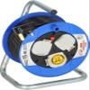 Brennenstuhl Compact 3-Way Socket Cable Reel (15 m Cord Length, Thermal Cut-Out Protection), Small Reel for Easy Tool Box Storage, Cable Colour: Black view 1